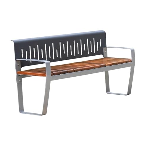 XRXwuf689 Outdoor Garden Bench Outdoor Garden Stainless Steel Bench, Wooden Chair Surface, for Balcony Terrace Leisure Backrest Sitting Park Bench(Small)