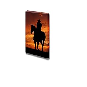 Silhouette Cowboy with Horse in The Sunset Wall Decor
