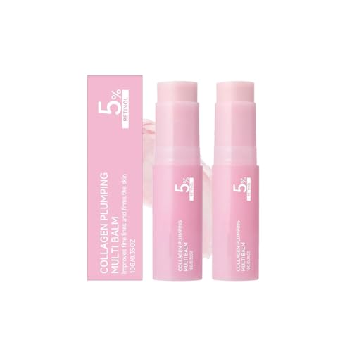 Pink Collagen Volume Multi Balm Stick |Collagen Stick with Volufiline and NAD, Face & Body Moisturizing Balm for Under Eyes, Neck, Forehead, Smile Lines and Lips, Plumping Glow Line Car-2 PC (Pink)