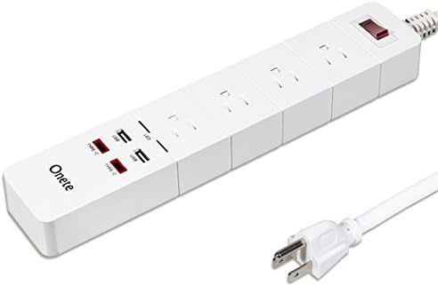 Surge Protector, Onete Smart 8 Outlets Power Usb Socket for Charging and Safety Guaranteed Type C Included with 6Ft Cord White (ETL UL FCC Certified)