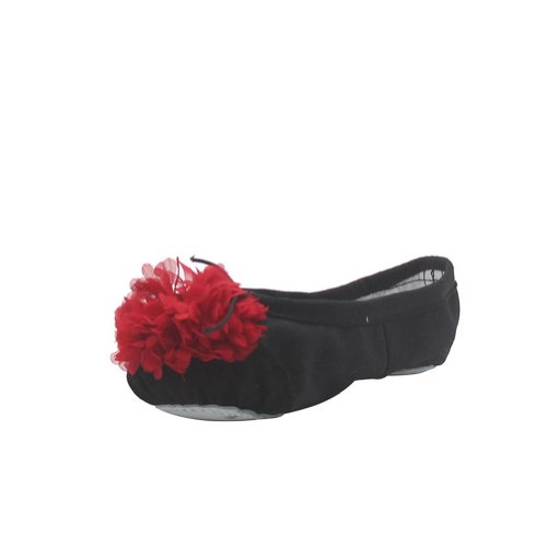 Kid Girl's Canvas Ballet Dancing Flat Yoga Practise Shoes with Flower