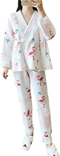 アビコ Abico マタニティパジャマ 秋冬 綿 可愛い 鳥柄 Vネック 和風 ストラップ あったか 授乳パジャマ