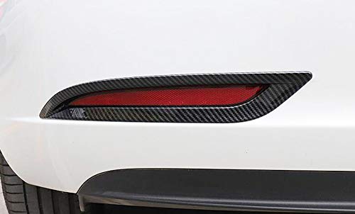 Kadore for 2018-2019 Tesla Model 3 Carbon Fiber Style Car Rear Fog Lights Lamps Cover Trim 2-pc