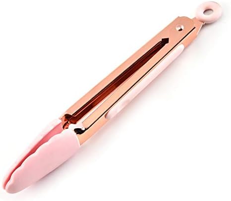 shengo Pink Kitchen Premium Silicone Tongs Spaghetti Clip,Stainless Steel Handle Heat Resistant Utensil Food Tong for Cooking Serving BBQ Bread Baking