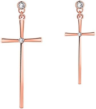 BaoyuXuan Women Fashion K Gold Simple Cross Earrings AKE051-A