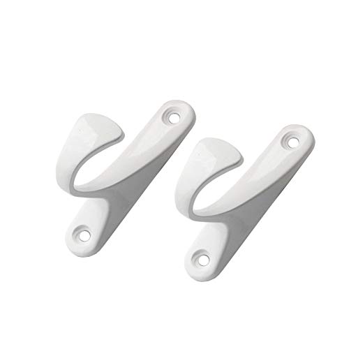 Chictie 2 Pack Simple Small Metal Drapery Tassel Holder Hanger Curtain Holdbacks Wall Hooks Modern Style (White)