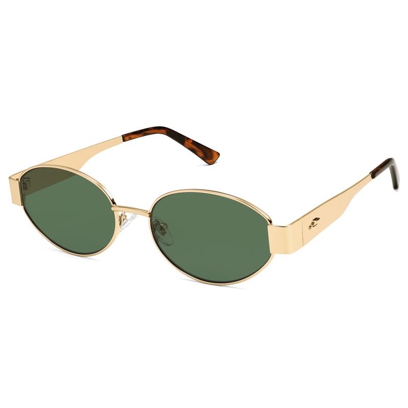 Photo 1 of SOJOS Retro Oval Sunglasses for Women Trendy Classic Shades UV400 Protection, Gold/Green
