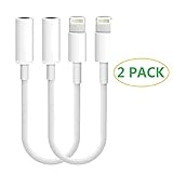 iPhone 7/8/X Jack Adapter[2 Pack], BYXN, Lightning to 3.5 mm Headphone Jack Adapter, iPhone 7/7 Plus Adapter, iPhone 8/8 Plus Accessories, Connector for iPhone X,iPod Touch, iPad and More (White)