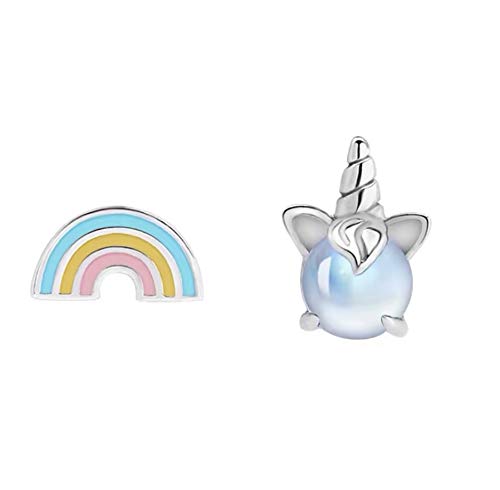 Iszie 925 Sterling Silver Unicorn And Rainbow Girls Women's Earrings Girls Birthday Presents