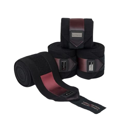 Spectrum Polo Bandages in Mulberry with Zipped Case - Satin End Detail - 3.8 m Long - Soft Fleece Protection Wraps - Pack of 4 - Large