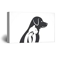 signwin-Canvas Wall Art-Cute Cat and Dog-Canvas Prints Home Artwork Decoration for Living Room,Bedroom - 12x18 inches