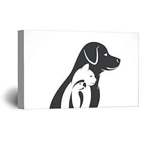 Canvas Wall Art-Cute Cat and Dog-Canvas Prints Home Artwork Decoration for Living Room,Bedroom - 12x18 inches