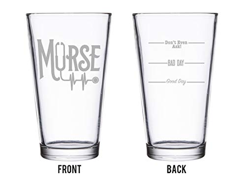BadBananas - Gift For Male Nurses - Murse - Funny Nurse Gifts For Men - 16 oz Pint Beer Glass with Metallic Silver Ink