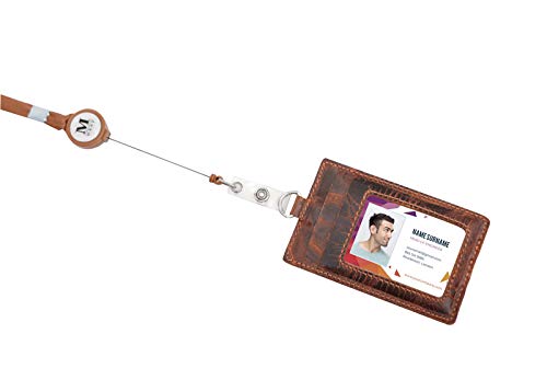 Montana West Genuine Leather ID Badge Holder Neck Lanyard Office ITD-001BR