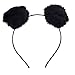 LUX ACCESSORIES Black Faux Fur Pom Pom Puff Ear Headband