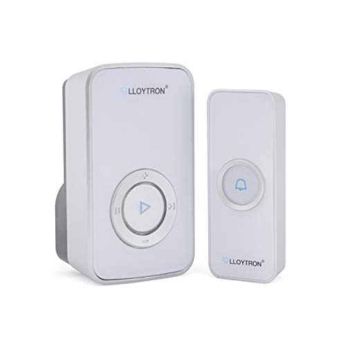 Lloytron MIP System 3 Doorbell Kit with 32 Melody Plug-in Chime Receiver and Battery Operated Bell Push – 200m Wireless Range - 32 Sounds – Mains Powered Receiver - B7531WH -White