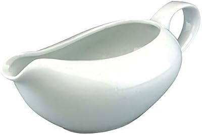 GLOW 500ml Ceramic Gravy Boat White Serving Jug Sauce Custard Cream -