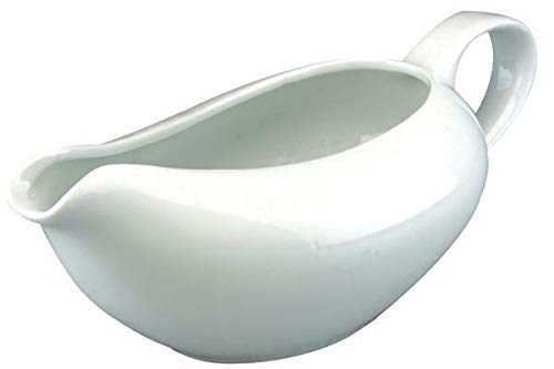 Glow Traditional Gravy Boat – Elegant White 500ml Ceramic Serving Jug for Cream Custard Sauces – Perfect for Dining Table Restaurant Café Christmas Wedding Roast Dinners – Dishwasher Microwave Safe