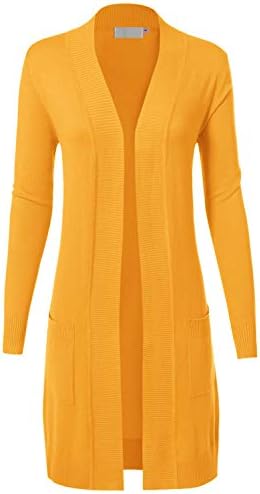 Long Sleeve Long Line Knit Sweater Open Front Cardigan W/Pocket for Women (S-3XL)