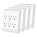 [4 Pack] BESTTEN 6-Outlet Adapter, Wall Mountable, 15A/125V/1875W, ETL Listed, White