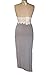 Women Lace Deep V Neck Crop Top Slit Maxi Skirt Bodycon Beach 2 Pieces Dress Set White