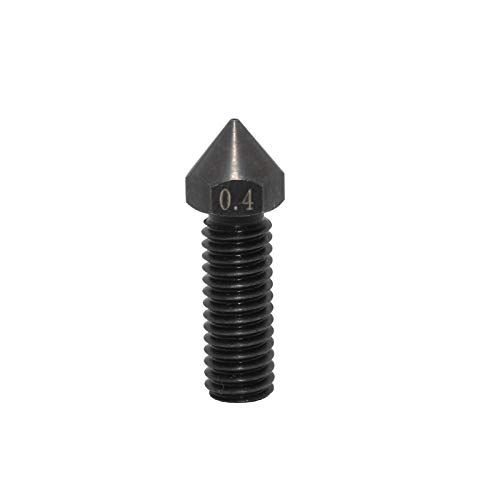 M6 High Temperature High Flow Hardened Steel Nozzle 0.4mm Compatible with 1.75mm 3D Printer Volcano Hotend Heat Block Sidewinder X1 X2 AC Vyper Kobra Max Print PEI PEEK Carbon Fiber (0.4mm)