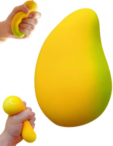 ORCHID M® Gold Mango Squishy, Fast Rebound Fidget Stress Relief Realistic Fruit Squeeze Toy, Anxiety Sensory Stress Squishy Hand Toys, Calming Adults Fidget Toys