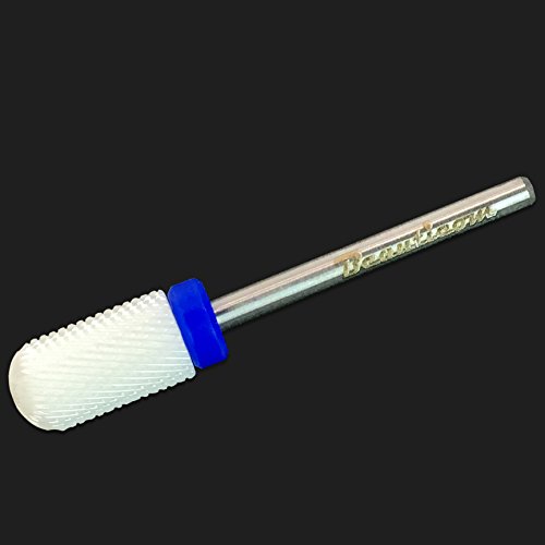 Beauticom Professional USA Ceramic White ROUND Top LARGE Barrel Bit Nail Drill (Grit: MEDIUM) 3/32" Shank Size