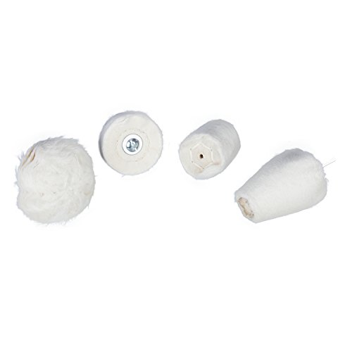 Sadzero Buffing Polishing Wheel For Drill, 4Pcs White Flannelette Polishing Wheel Cone/Column/Mushroom/T-shaped Wheel Grinding Head With 1/4" Handle For Metal Aluminum,Stainless Steel,Chrome,Jewelry. - Thumbnail 6