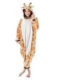 Emolly Fashion Giraffe Animal Onesie - Soft and Comfortable with Pockets! Fun As a Costume or Pajamas - for Men Women Teens Adults! 5% of Sales Donated to San Diego Zoo Global Wildlife Conservancy