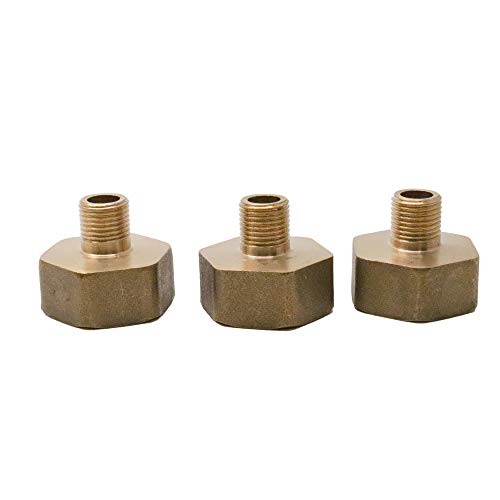 LDEXIN 3pcs 1/8"PT x 1/2"PT Male to Female Thread Hex Nipple Reducer Adapter Straight Brass Pipe Fitting Hose Coupler for Fuel,Air,Water,Boat,Gas,Oil - Thumbnail 4