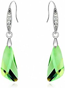 Jewistic Crystal Peridot Damian Rhodium-Plated Pierced Earrings Made with Swarovski Elements 7E70161