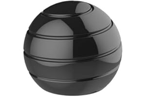 MEHRLIEBEN Kinetic Desk Toys Finger Toys Metal Spinner Ball Office Gyroscope Spinning Metal Ball with Optical Illusion Anti-Stress Transfer Gyro Stress Relief Toy Black, 45mm