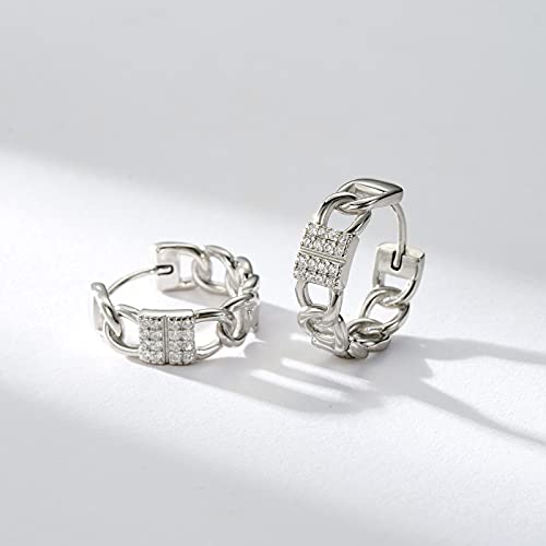 SWEETV Sterling Silver Earrings for Women Huggie Earrings Silver Hoop Earrings 20MM Hypoallergenic Piercing Cubic Zirconia Earring