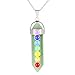 BEADNOVA 7 Chakra Natural Green Aventurine Gemstone Necklace Hexagonal Healing Pendant Necklace Stainless Steel Chain 18