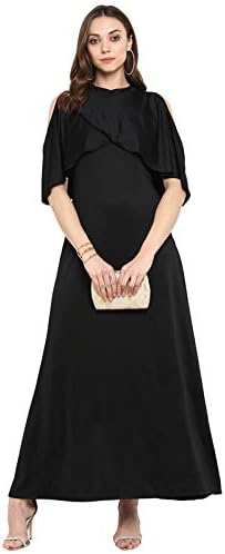 AFAMADO Maxi Dress with Layered Cape