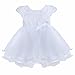 FEESHOW Infant Baby Girls' 3D Rose Flower Organza Party Wedding Christening Baptism Dress White 3-6 Months