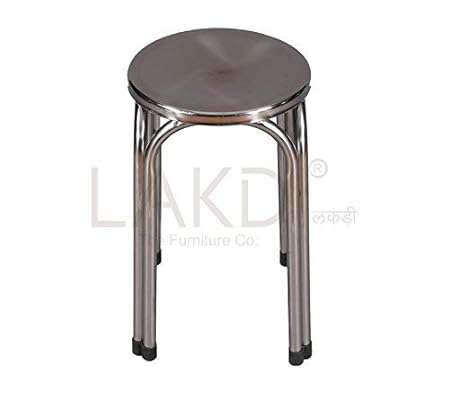 LAKDI Medical Doctor's Stool, Chrome Finish Metal Bar Stool Chair (Silver)