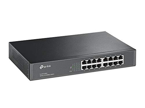 TP-Link-TL-SF1016DS-Conmutador-Fast-Ethernet-de-16-Puertos-10100-Mbps-Plug-and-Play-Metal-Escritorio-Montaje-en-Bastidor-sin-Ventilador-Vida-Util-Limitada