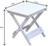 MEILEWLE Folding Wooden Outdoor Side Table - Square Garden Table - White view 2