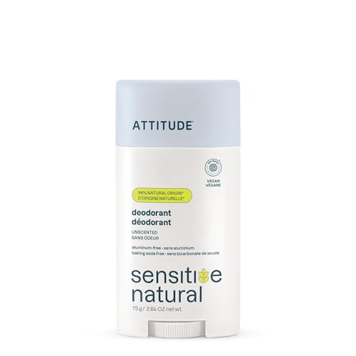 ATTITUDE Deodorant for Sensitive Skin, Aluminum Free & Baking Soda Free, Gentle…