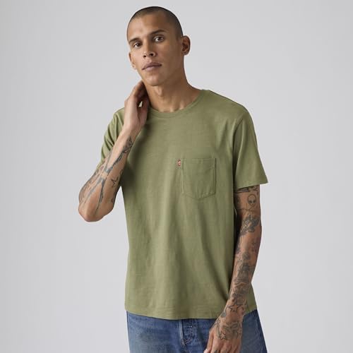 Camiseta para Hombre SS Classic Pocket tee, Moss Olive 0908736, M