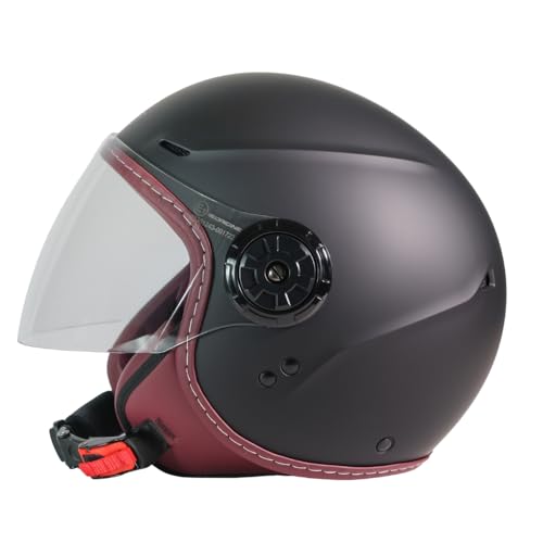 ORIGINE ECE 22.06 Approved Jet Motorcycle Helmet, Lightweight and Compact Urban Scooter Helmet with Long Transparent Visor