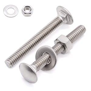 M8-1.25 x 75mm (5 Sets) Stainless Steel Carriage Bolt DIN603 with Hex Nut and Flat Washer, 304 Stainless Steel 18-8, by Glvaner