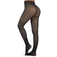 KBVOT Fleece Lined Tights Women Sheer Warm Pantyhose Leggings Fake Translucent Thermal Winter Thick Tights for Dresses