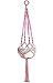 Mkono Colorful Macrame Plant Hanger Indoor Outdoor Hanging Planter Basket Cotton Rope 4 Legs 40 Inch-Pink