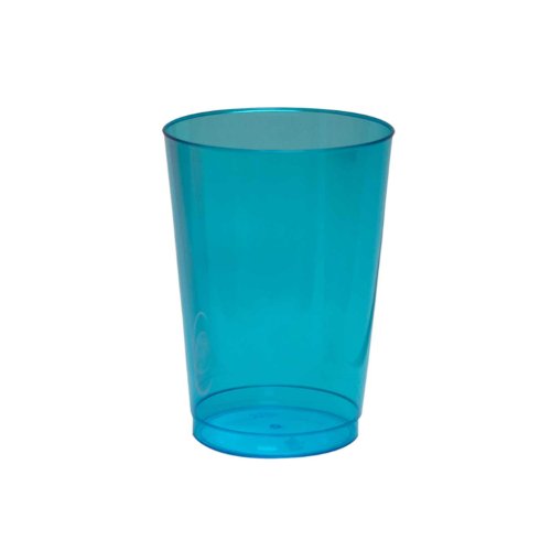 Party Essentials Hard Plastic 10-Ounce Party Cups and Tall Tumblers, Neon Blue, 25-Count