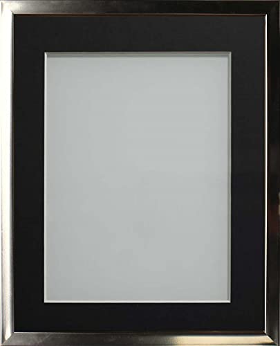 Frame Company Drayton Range Chrome Effect Photo Frame with Black Mount, 10x8 for image size 8x6 inch