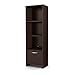 South Shore Narrow 3-Shelf Storage Bookcase with Door, Chocolate