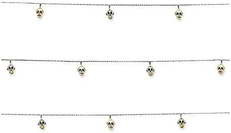 Loft Living Day of the Dead Fun Festive Scene With 10-Foot Battery Operated LED Skull String Lights, Covered Outdoor, Indoor, Halloween, Cosplay Parties Home Ornament